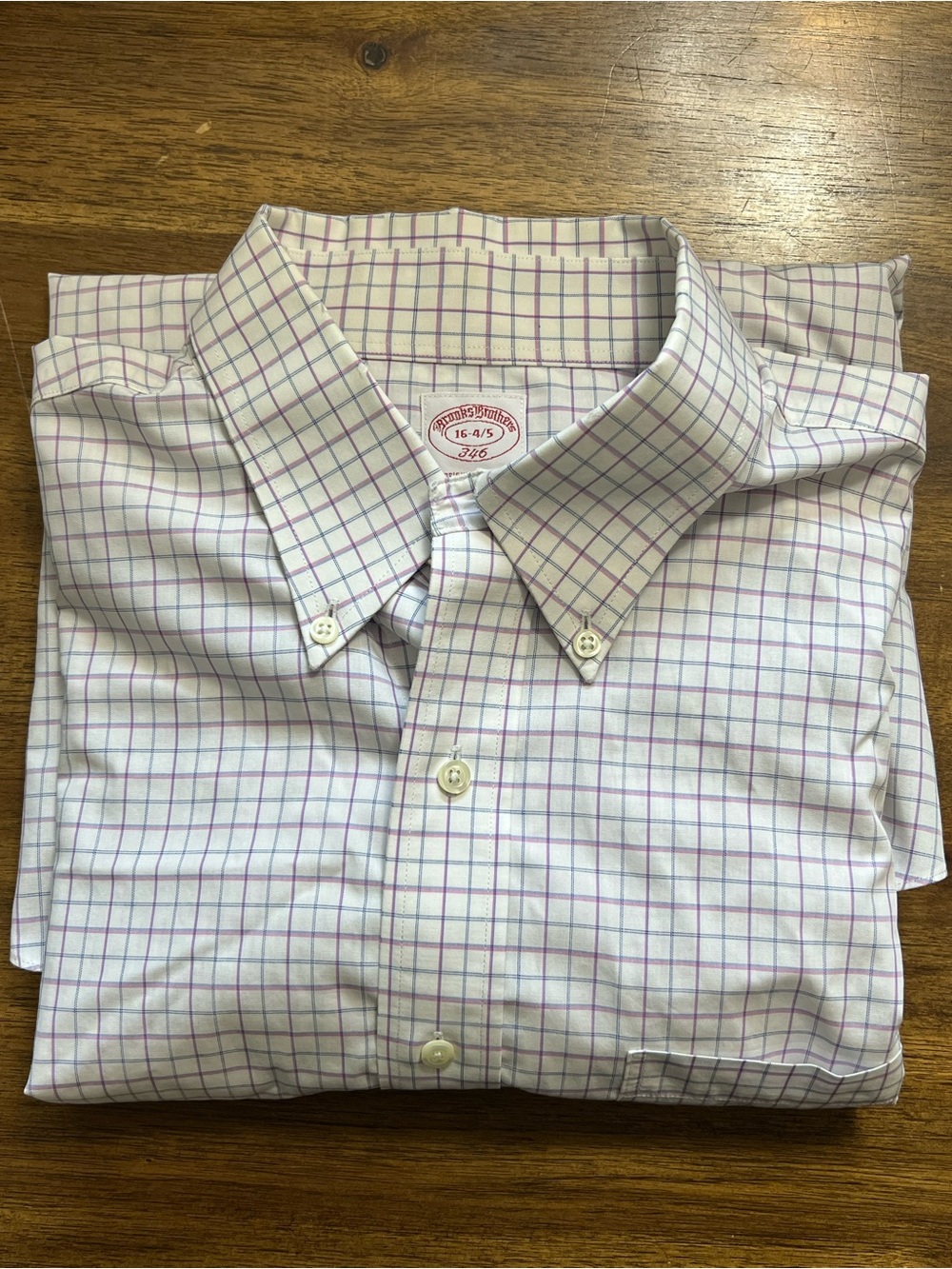 Brooks Brothers 346 Mens Size 16-4/5 White Plaid Button-Down Dress Shirt